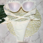 Ruffled Bra Cup Bikinis 2025 Bandeau Bikinis Women Swimsuit Female Swimwear Two Pieces Bikini Set High Cut Bathing Suit Swim