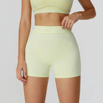 Quick Dry High Waist Yoga Shorts Contrast Color Blocking Splicing Training Sports Pants Push Up Hip Lifting Fitness Yoga Shorts