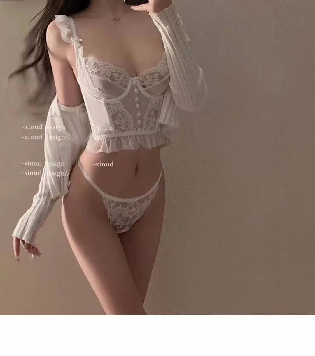 Tanga Dentelle Française Noël Pure Desire Transparent Fente Haute Sans Retirer Érotique T Pant Confort Taille S-XL MOYISU AB