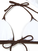 3 Pieces Triangle Halter String Bikini 2026 Solid Swimwear Female Sexy Swimsuit Women Bathers Bathing Swimming Swim Suit