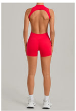 Women's Seamless Yoga Jumpsuits Sports Running Fitness Backless Sleeveless Hip-lifting One-piece Workout Gym Shorts Bodysuits