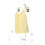 FDYOUI Woman Clothing Halter Neck Backless Camisoles Streetwear 2026 Summer Girls Sexy Lace-up Off Shoulder Yellow Tank Tops