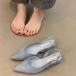 Concise Pointed Toe Square Low Heels Women Sandals Elegant Slingbacks Banquet Party Mule Shoes 2026 New