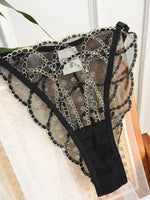 French Style Sexy See-through Lace Underwear Set with Gold Chain High-end Luxury Women's Bra And G-string Set