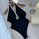 Floral One Piece Swimsuit 2025 New Halter Bandage Swimwear Women Swimsuit Bathing Suit Beachwear Monokini Female Swimming Suits