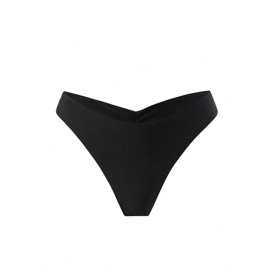 S - XL Black Scrunch Butt Thong Bikini Bottom Swim Brief Women Swimwear Female Bather Brazilian Tanga Panties Underwear V6864