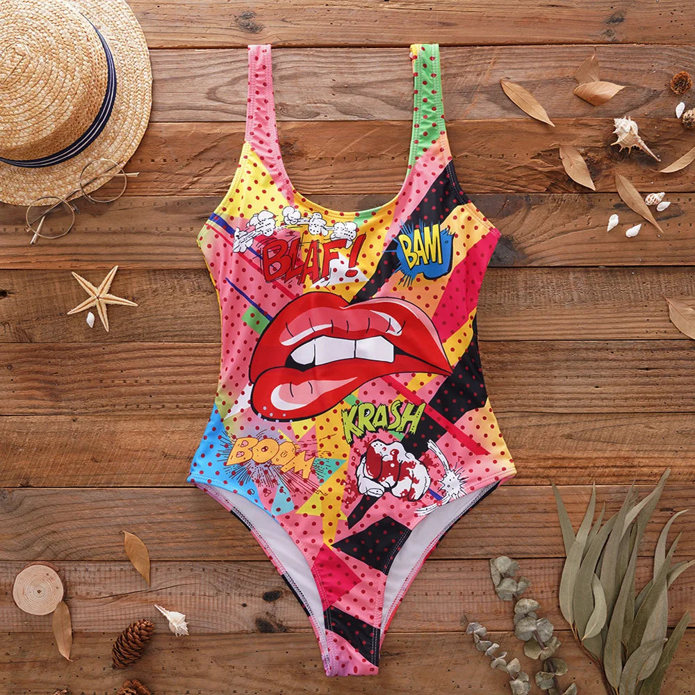 One Piece Swimsuit Women Swimwear Push Up Monokini Sexy Bodysuit Print Bathing Suit Female Beachwear Backless Swim Wear Beach