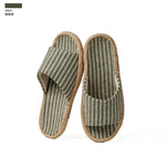 Janpanest Style Cotton Linen Slippers For Womeen Men Leisure House Shoes Striped Style Anti-slip Couples Home Breathable Slides