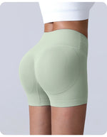 Cross-Back Yoga Shorts for Women - High-Waisted Tummy Control Fitness & Yoga Running Breathable Quick-Dry Shorts