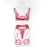 Bikini Fashion Sexy Plot Person Flame Metal High-End Temptation Slim Sexy Lingerie Four-Piece Set