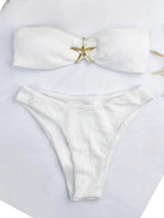 2026 Bandeau Bikinis Starfish Swimsuit Women Sexy Padded Swimwear Female Solid Beachwear Bathers Bathing Swimming Swim Suit