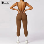 Seamless One-piece Suit Women Sports Jumpsuit Push up Yoga Suit Backless Sportswear Set Women Sleeveles Workout Bodysuits Female