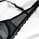 Toucheart Sexy Lingerie Suit for Women Lace Mesh Ultra-thin Underwear Comfortable Bra Set with Steel Rings Hollow Out Underwear
