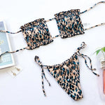 Sexy Pink Bandeau Frilled Bikini Swimsuit Female Swimwear Women Two-Pieces Bikini Set Bather Padded Bathing Suit Swim V1242B