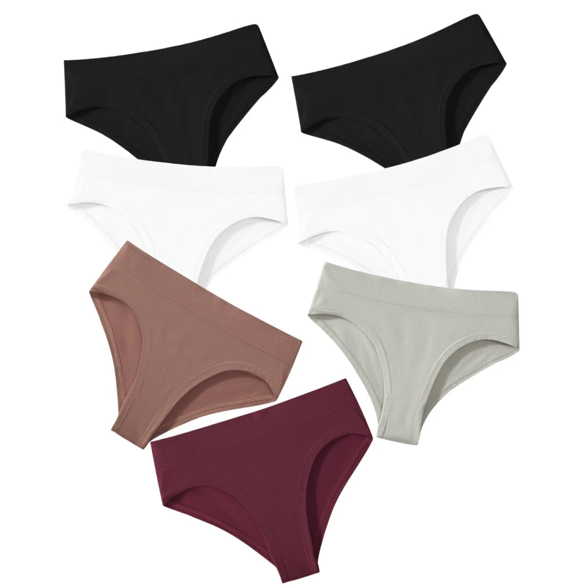 7Pcs/Set Panties Women Seamless Underwear High Rise Briefs Female Underpants Solid Color S-XXXL Sexy Lingerie Comfort Intimates