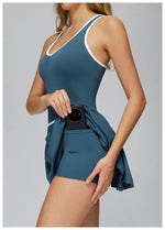 Women's Nude Yoga Clothes Beautiful Back and Slim Fit Two Anti Glare Dresses Outdoor Sports Running and Leisure Fitness Clothes