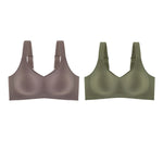 2Pcs/Set Women V-Neck Wireless Bra Smooth Invisible Mold Bralette One-Piece Seamless Support Bras Wide Strap Lingerie M-3XL
