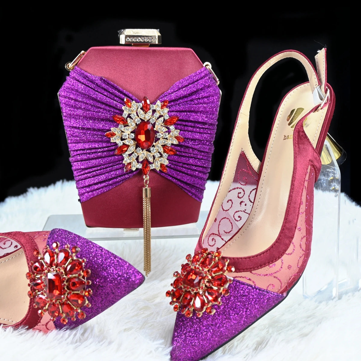 Doershow High Quality African Style Ladies Shoes And Bags Set Latest coffee Italian Shoes And Bag Set For PartyHGH1-14