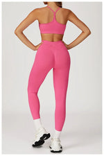 Women's Seamless Yoga Set Quick Drying Slim Fit High-end Feeling Exposed Feeling Set Outdoor Sports and Running Fitness Set