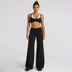 Women's Seamless Yoga Set Sports Fitness Training High Waist Butt-Lifting Flare Pants Suits Beautiful Back Slim Fit Bra Sets