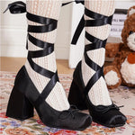 2026 Big Size 43 Cute Red Lolita Ankle Wrap Pumps Sweet 9cm Square High Heels Gothic Cosplay Ballet Style Mary Janes Shoes Women