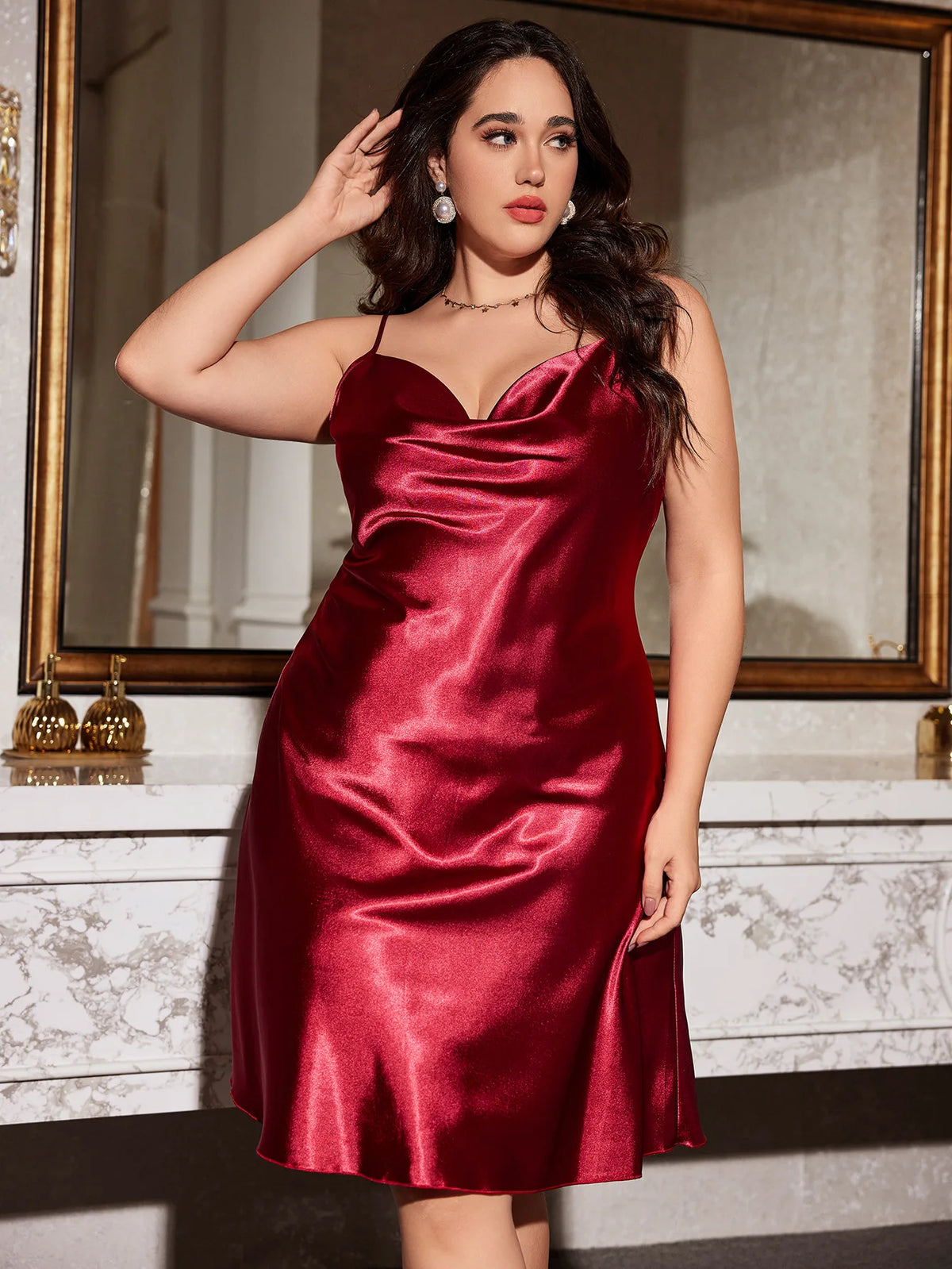 Plus Size Ice Silk Suspender Skirt Spring and Summer Sexy Printed Simple Pajamas Women's Home Wear Pajamas Nightgown Sleepwear