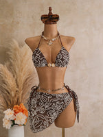 Vintage Pink Mesh Skirt 3 Piece Bikini Set Women Stone Strap Push Up Bra Triangle Swimsuit Holiday Bathing Suit Swimwear 2026