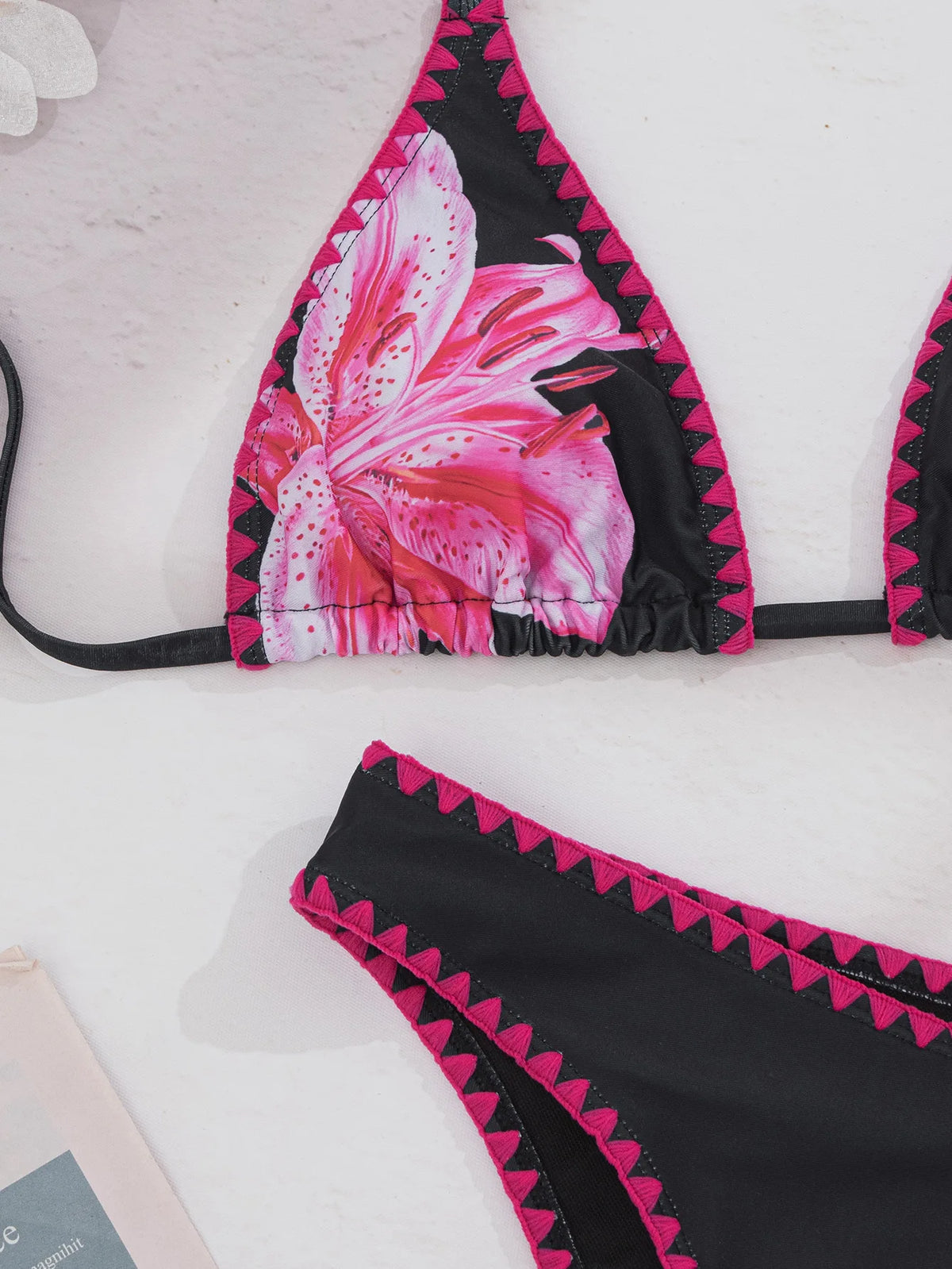 2026 New Sexy Low Bikini Set Swimwear Women Print Floral Brazilian Halter Backless Swimsuit Strappy Beachwear Dot Biquini Female