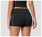 Quick Dry Contrast Color Yoga Shorts 2026 Tights Hip Lifting Workout Fitness Leggings High Waist Folded Running Athletic Shorts