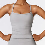 Strappy Sports Bra For Women Gym Workout Tops Sexy Yoga Bra Gather Fitness Push Up Training Running Female Sport Vest