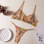 Sexy Floral Fancy Lingerie Lace Embroidery Fairy Seamless Tulle Underwear See Through Exotic Sets for Women Fahion Bilizna Set