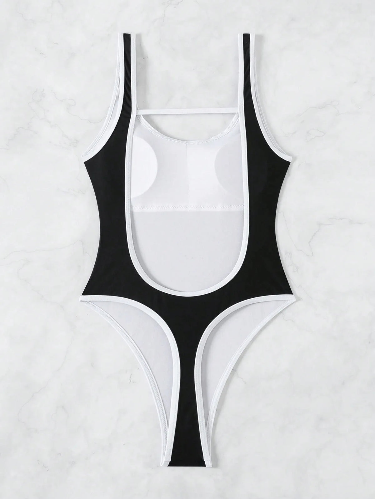Sexy Black Patchwork One Piece Swimsuit Women Hollow Out Backless Slim Thong Swimwear 2025 Beach Bathing Suit Holiday Monokini