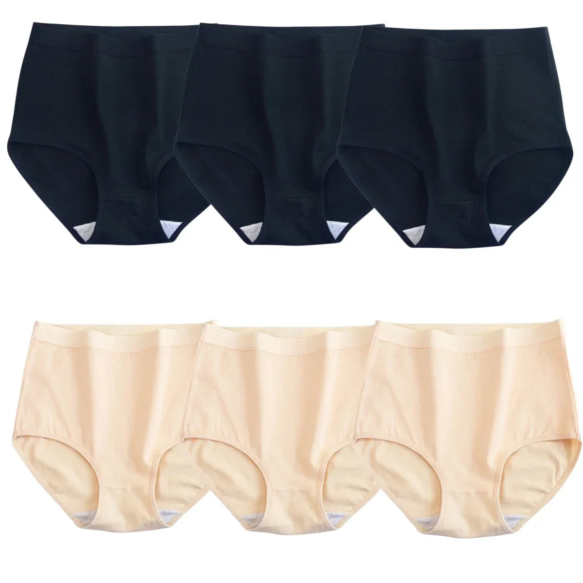 6Pcs/Set Women Cotton Panties High Rise Briefs Female Breathable Underpants Sexy Lingerie Tummy Control Underwear M-XXXL