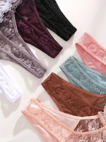 5Pcs Lace Sexy Thongs Women Low-Rise Briefs Sexy Soft Ladies Underwear Trendy Floral Underpants Female Flowery Panty Lingerie
