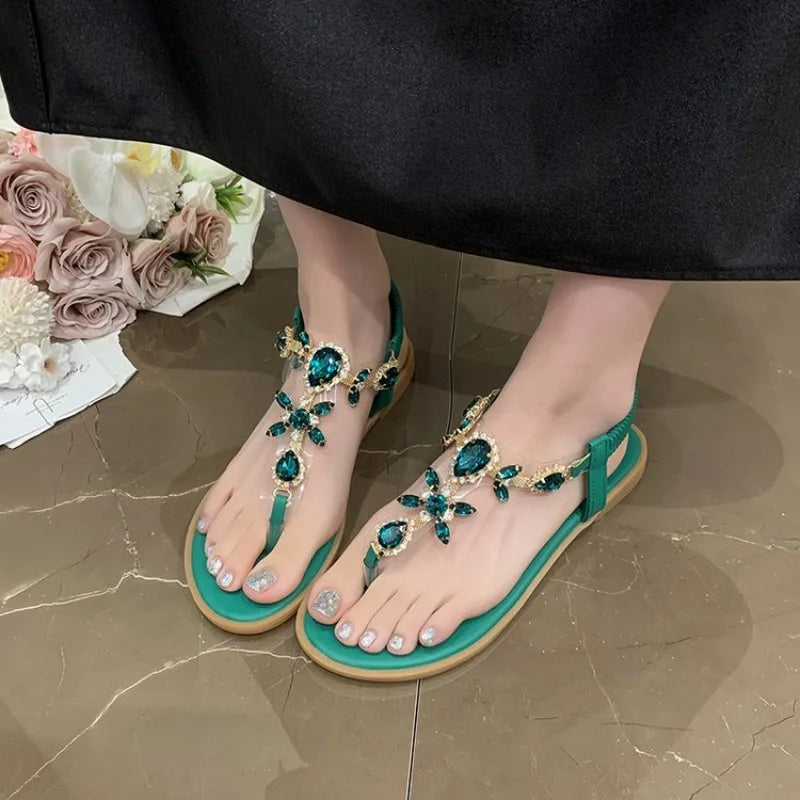 Women Sandal Summer Fashion Rhinestone Casual Shoe for Woman Luxury Beach Slippers Designer Flip Flops