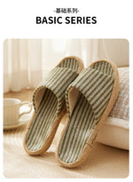 Janpanest Style Cotton Linen Slippers For Womeen Men Leisure House Shoes Striped Style Anti-slip Couples Home Breathable Slides