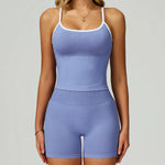 2 Pieces Women's Seamless Yoga Set Fitness Running Sports Set Slim Fit High Waist Beautiful Back Tracksuit
