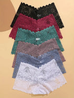 6PCS Women Lace Boxers Briefs Sexy Seamless Breathable Low Waist Female Underwear Solid Color Intimates High Elastic Lingerie