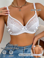 Women's A B C D E F Cup Lace Trim Bra Thin Skin-Fitting Shaping Underwire Bra Breathable Comfortable Push‑Up Bra