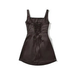 Square Neck Camisole Dress For Women With Back Cross Straps Slim Fit Ruched Waist Boned Mini Skirt Pure Desire Dress Casual 0VNB