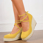 2025 Comfy Walk Big Size 43 Summer Bohemian Espadrilles Platform Pumps Cross Strap Chunky High Heels Wedges Shoes Women