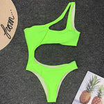 2026 Asymmetric One Shoulder Women Swimwear One Piece Swimsuit Female Monokini Bather High Cut Out Bathing Suit Swim Bodysuit