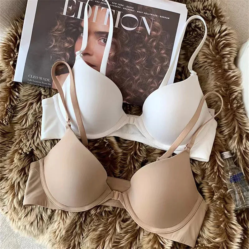 Front Closure Bras For Women Seamless Push-Up Bra Fixed Cups Non-wire Underwear Female Sexy Lingerie Small Cup Intimates S-XL