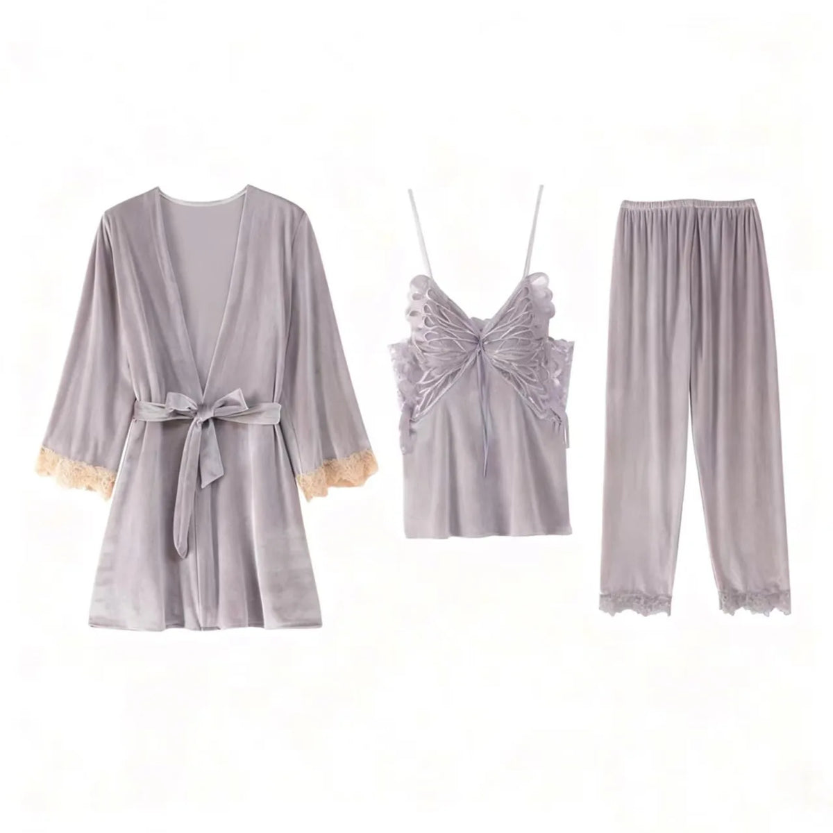 Sexy Butterfly Backless Velvet Sleepwear Set Women's Home Clothes V-neck Long Sleeve Pants Comfortable Mid-weight 2025 New