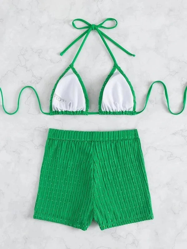 High Waist Bikini 2023 Woman White Swimsuit Women Swimwear with Shorts Bikinis Set Bathing Suits Beachwear Summer Swim Suits