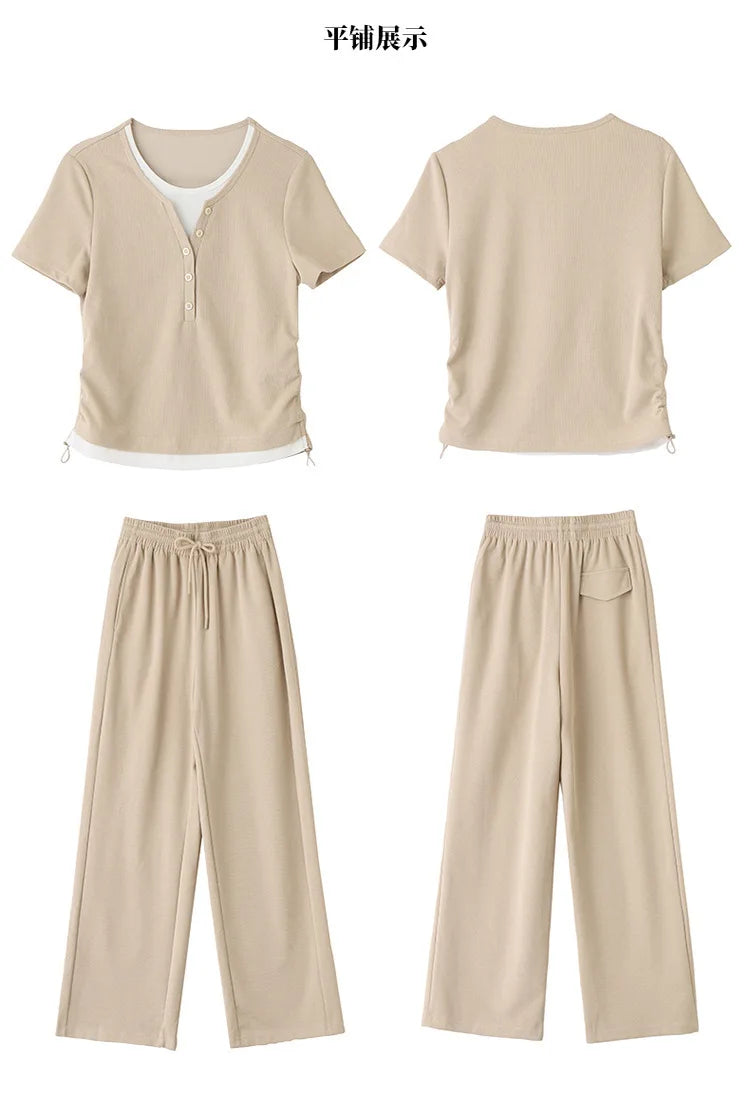 Knitted two-piece casual suit is loose and comfortable
