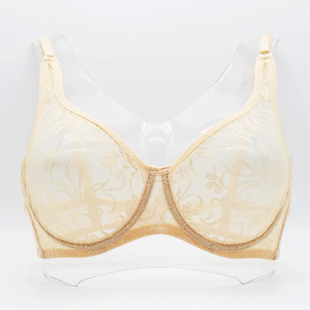 Plus Size Bras For Womens Underwear Underwired Lace Hollow Out Bra Embroidery Sexy Lingerie Brassiere BH Tops 5 Colors