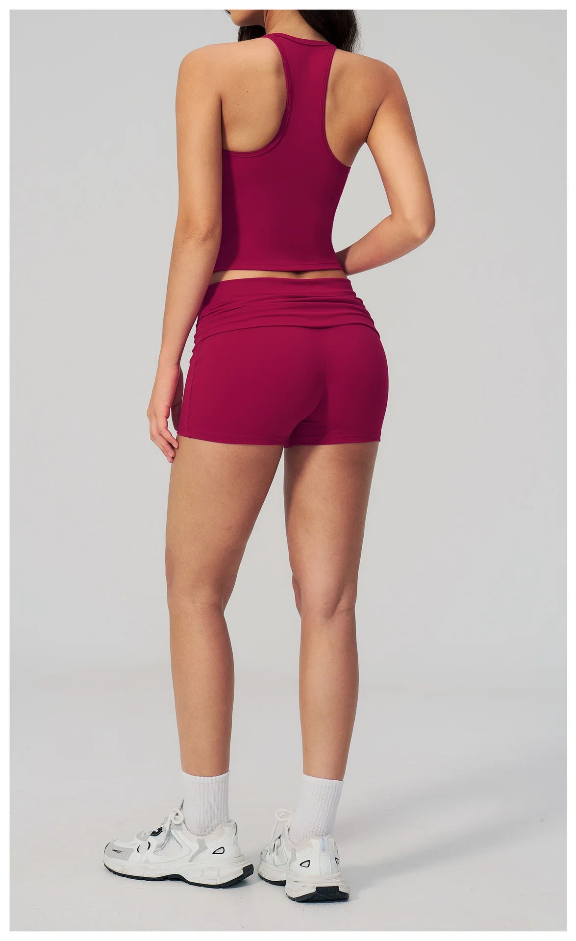 Summer 2Pcs Yoga Sets Women Camisole Slimming Sports Tank Top Pleate High Waist Shorts Fitness Suit Gym Running Excersize Wear
