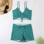 High Waist Bikini Swimsuit Women 2024 Floral Print Swim Suits Drawstring Front Shorts Boxers Swimwear Trunks Pool Bathing Suit