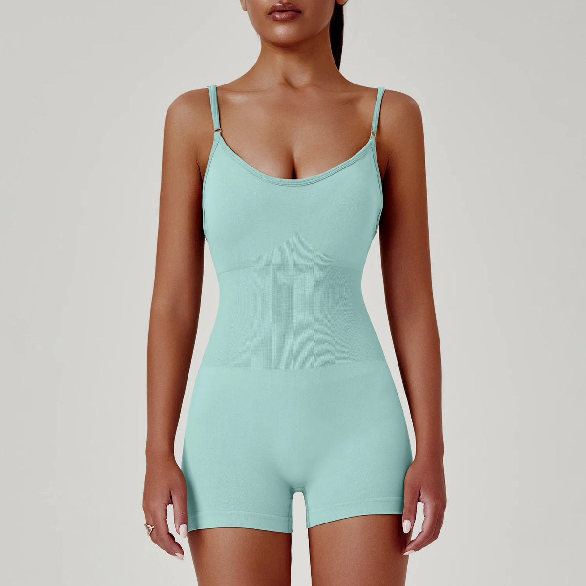Solid Color Cross Back One Piece Yoga Shorts - Comfortable Cropped Yoga Jumpsuit for Women